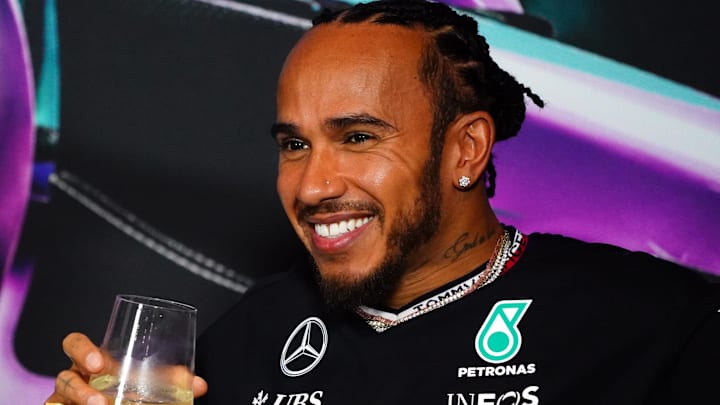 May 2, 2024; Miami Gardens, Florida, USA; Mercedes driver Lewis Hamilton (44) during a press May 2, 2024; Miami Gardens, Florida, USA; Mercedes driver Lewis Hamilton (44) during a press