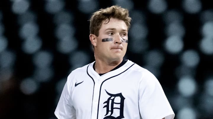 Nov 9, 2025; Mesa, AZ, USA; Detroit Tigers shortstop Kevin McGonigle during the Arizona Fall League Fall Stars Game at Sloan Park. 