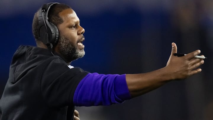 Jan 13, 2025; Glendale, AZ, USA; Minnesota Vikings defensive backs coach Daronte Jones Mandatory Credit: Mark J. Rebilas-Imagn Images