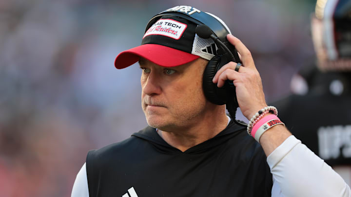 Texas Tech Red Raiders head coach Joey McGuire on the sidelines against the Oregon Ducks during the first half of the 2025 Orange Bowl and quarterfinal game of the College Football Playoff at Hard Rock Stadium.