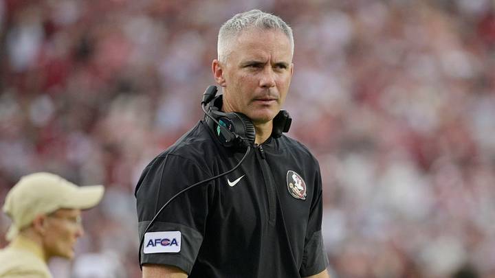 Aug 30, 2025; Tallahassee, Florida, USA; Florida State Seminoles head coach Mike Norvell reacts after a play against the Alabama Crimson Tide during the second half at Doak S. Campbell Stadium. Mandatory Credit: Melina Myers-Imagn Images Aug 30, 2025; Tallahassee, Florida, USA; Florida State Seminoles head coach Mike Norvell reacts after a play against the Alabama Crimson Tide during the second half at Doak S. Campbell Stadium. Mandatory Credit: Melina Myers-Imagn Images