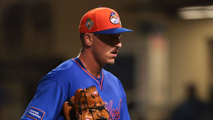 Mar 13, 2026; West Palm Beach, Florida, USA; New York Mets pitcher Bryan Hudson (78) exits the game against the Washington Nationals during the fifth inning at CACTI Park of the Palm Beaches. Mandatory Credit: Sam Navarro-Imagn Images