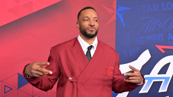 Feb 15, 2026; Los Angeles, CA, USA; Team World guard Norman Powell (24) of the Miami Heat on the red carpet before the 75th NBA All Star Game at Intuit Dome. Mandatory Credit: Jayne Kamin-Oncea-Imagn Images