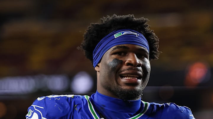 Nick Emmanwori of the Seattle Seahawks smiles