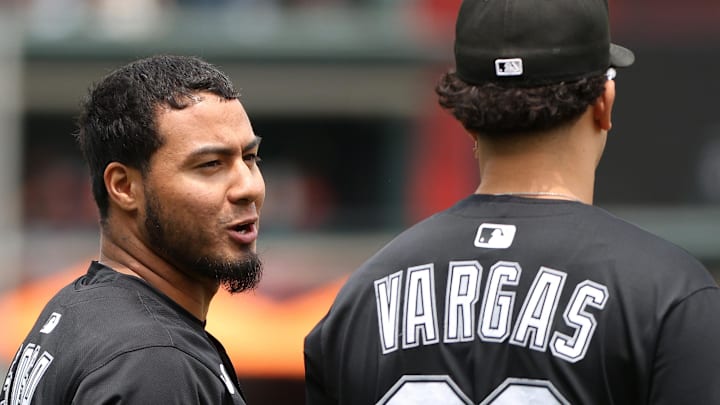 Chicago White Sox infielders Lenyn Sosa (left) and Miguel Vargas (right) against the Baltimore Orioles at Oriole Park at Camden Yards. 