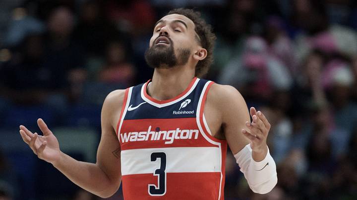 Washington Wizards guard Trae Young (3) reacts after a three-point basket against the New Orleans Pelicans during the first half at Smoothie King Center on March 8, 2026. Washington Wizards guard Trae Young (3) reacts after a three-point basket against the New Orleans Pelicans during the first half at Smoothie King Center on March 8, 2026.