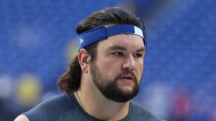 Indianapolis Colts guard Quenton Nelson practices before the game