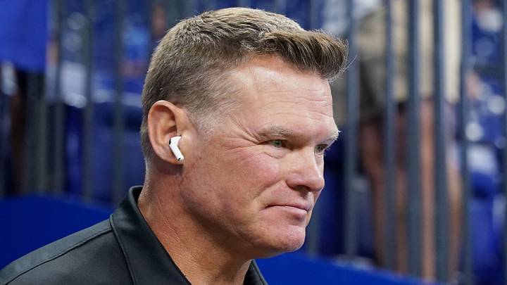Indianapolis Colts general manager Chris Ballard walks onto the field before a game