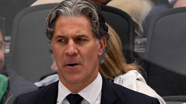 May 3, 2025; Dallas, Texas, USA; Colorado Avalanche head coach Jared Bednar and a fan dressed as Bednar look on during the second period against the Dallas Stars in game seven of the first round of the 2025 Stanley Cup Playoffs at American Airlines Center. Mandatory Credit: Jerome Miron-Imagn Images May 3, 2025; Dallas, Texas, USA; Colorado Avalanche head coach Jared Bednar and a fan dressed as Bednar look on during the second period against the Dallas Stars in game seven of the first round of the 2025 Stanley Cup Playoffs at American Airlines Center. Mandatory Credit: Jerome Miron-Imagn Images