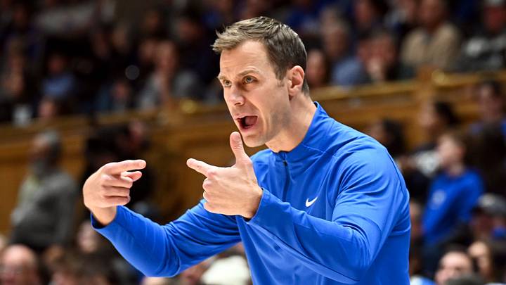Duke basketball head coach Jon Scheyer in Cameron Indoor Stadium. Mandatory Credit: Rob Kinnan-Imagn Images Duke basketball head coach Jon Scheyer in Cameron Indoor Stadium. Mandatory Credit: Rob Kinnan-Imagn Images