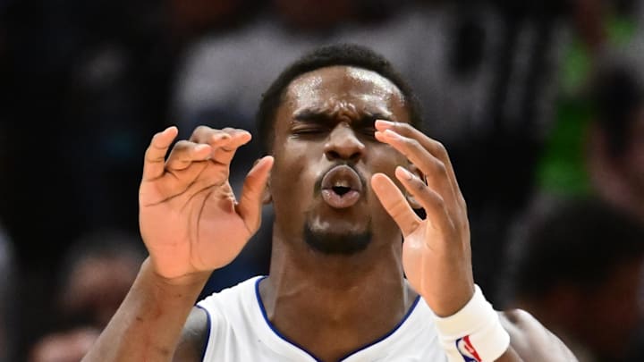 May 11, 2026; Cleveland, Ohio, USA; Detroit Pistons center Jalen Duren (0) reacts after a play against the Cleveland Cavaliers during the second half of game four in the second round of the 2026 NBA Playoffs at Rocket Arena. Mandatory Credit: Ken Blaze-Imagn Images