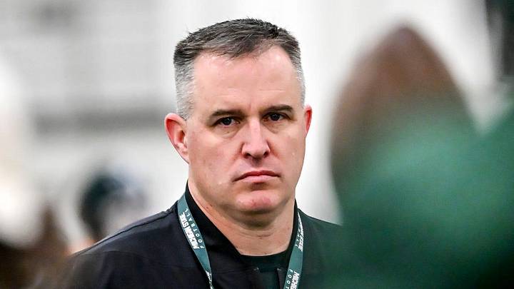 Michigan State's head coach Pat Fitzgerald looks on during spring football practice on Tuesday, March 24, 2026, in East Lansing. Michigan State's head coach Pat Fitzgerald looks on during spring football practice on Tuesday, March 24, 2026, in East Lansing.