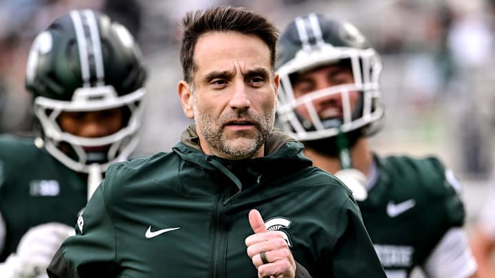 Michigan State's defensive coordinator Joe Rossi runs to the locker room before the game against Penn State on Saturday, Nov. 15, 2025, at Spartan Stadium in East Lansing.