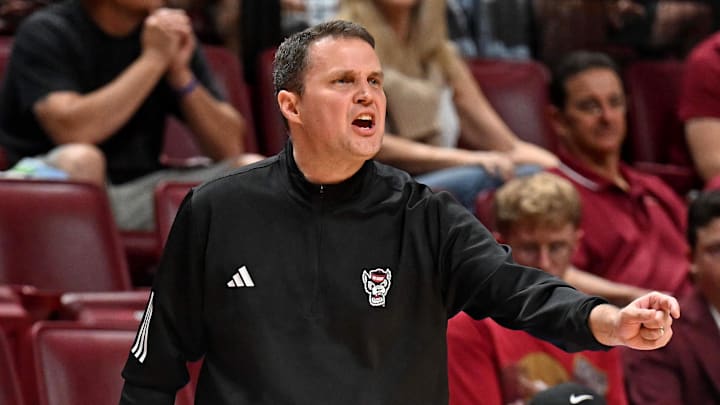 Jan 10, 2026; Tallahassee, Florida, USA; North Carolina State Wolfpack head coach Will Wade during the second half against the Florida State Seminoles at Donald L. Tucker Center. Mandatory Credit: Melina Myers-Imagn Images