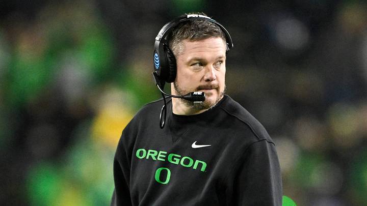 Dec 20, 2025; Eugene, OR, USA; Oregon Ducks head coach Dan Lanning looks on during the fourth quarter against the James Madison Dukes at Autzen Stadium. Mandatory Credit: Craig Strobeck-Imagn Images Dec 20, 2025; Eugene, OR, USA; Oregon Ducks head coach Dan Lanning looks on during the fourth quarter against the James Madison Dukes at Autzen Stadium. Mandatory Credit: Craig Strobeck-Imagn Images