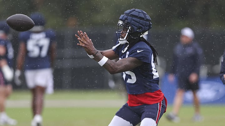 Jul 27, 2024; Houston, TX, USA; Houston Texans wide receiver Noah Brown (85) during training camp at Houston Methodist Training Center. Mandatory Credit: Troy Taormina-USA TODAY Sports