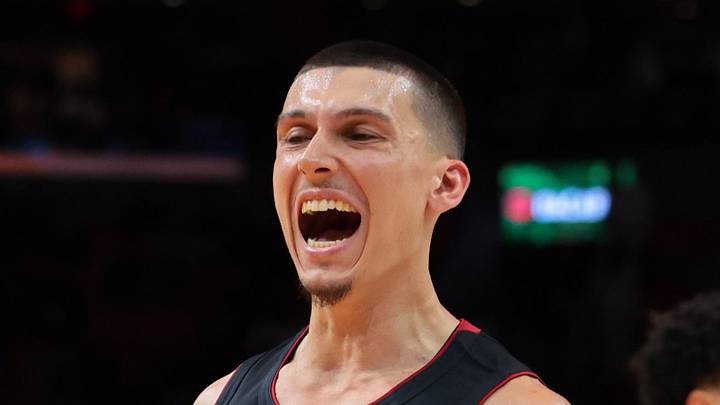 Miami Heat guard Tyler Herro (14) reacts against the Brooklyn Nets during the third quarter at Kaseya Center on March 3, 2026. Miami Heat guard Tyler Herro (14) reacts against the Brooklyn Nets during the third quarter at Kaseya Center on March 3, 2026.