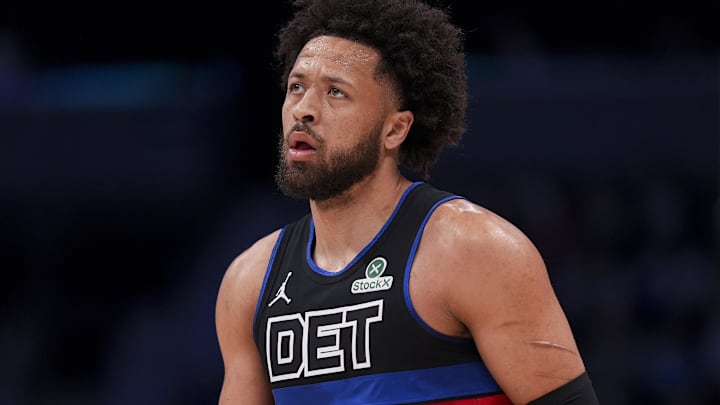 Feb 9, 2026; Charlotte, North Carolina, USA; Detroit Pistons guard Cade Cunningham (2) during the first quarter against the Charlotte Hornets at Spectrum Center. Mandatory Credit: Jim Dedmon-Imagn Images