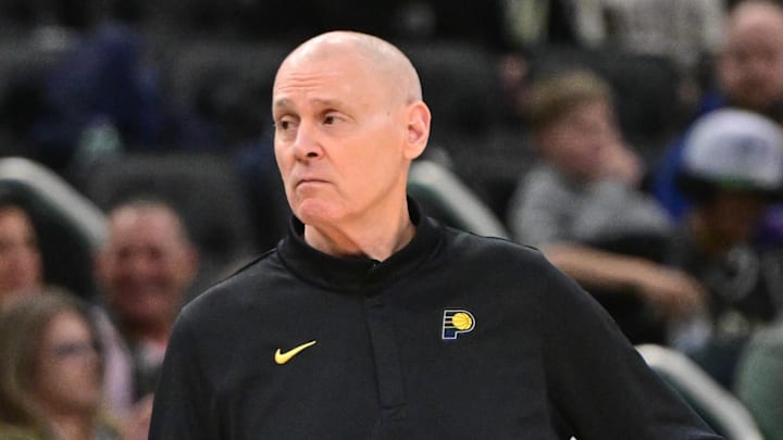 Indiana Pacers head coach Rick Carlisle looks on in the third quarter against the Milwaukee Bucks at Fiserv Forum. Indiana Pacers head coach Rick Carlisle looks on in the third quarter against the Milwaukee Bucks at Fiserv Forum.