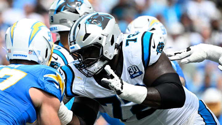 Taylor Moton is one of several Carolina Panthers who didn't practice on Wednesday in preparation for the Atlanta Falcons. 