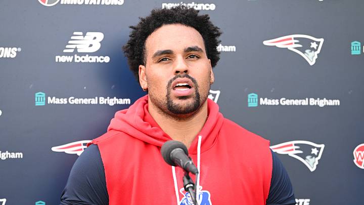 New England Patriots guard Alijah Vera-Tucker New England Patriots guard Alijah Vera-Tucker