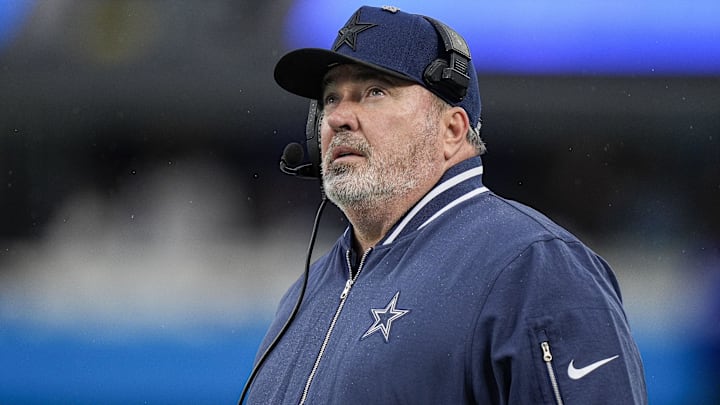 Dec 15, 2024; Charlotte, North Carolina, USA; Dallas Cowboys head coach Mike McCarthy during the second half against the Carolina Panthers at Bank of America Stadium. Mandatory Credit: Jim Dedmon-Imagn Images