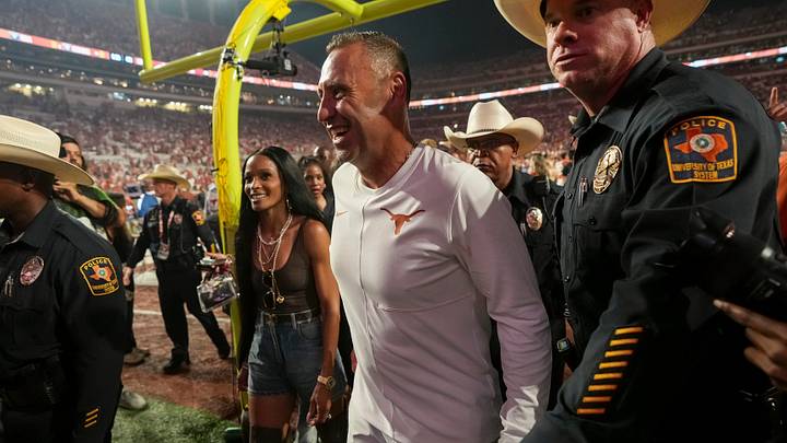 Texas Longhorns head coach Steve Sarkisian leaves the field following the NCAA football game against the Ohio State Buckeyes at Darrell K Royal–Texas Memorial Stadium in Austin, Texas on Sept. 12, 2026. Texas won 24-23. Texas Longhorns head coach Steve Sarkisian leaves the field following the NCAA football game against the Ohio State Buckeyes at Darrell K Royal–Texas Memorial Stadium in Austin, Texas on Sept. 12, 2026. Texas won 24-23.