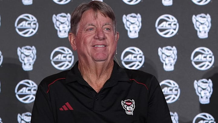 Oct 9, 2024; Charlotte, NC, USA; North Carolina State head coach Wes Moore during ACC Media Days at The Hilton Charlotte Uptown. Mandatory Credit: Jim Dedmon-Imagn Images Oct 9, 2024; Charlotte, NC, USA; North Carolina State head coach Wes Moore during ACC Media Days at The Hilton Charlotte Uptown. Mandatory Credit: Jim Dedmon-Imagn Images
