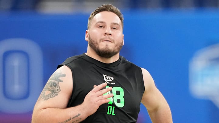 Iowa offensive lineman Beau Stephens during the NFL Scouting Combine 