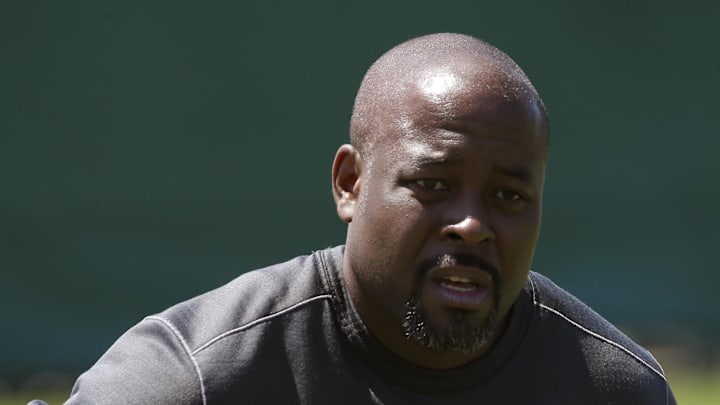 Green Bay Packers cornerbacks coach Joe Whitt Jr. looks on during organized team activities.