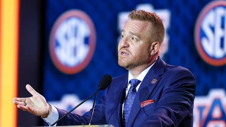Jul 21, 2026; Tampa, FL, USA; Auburn Tigers head coach Alex Golesh speaks to the press during SEC Football Kickoff Media Day at the Tampa Marriott. Mandatory Credit: Nathan Ray Seebeck-Imagn Images Jul 21, 2026; Tampa, FL, USA; Auburn Tigers head coach Alex Golesh speaks to the press during SEC Football Kickoff Media Day at the Tampa Marriott. Mandatory Credit: Nathan Ray Seebeck-Imagn Images