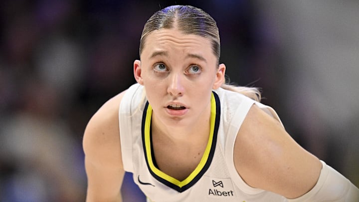 Sep 11, 2025; Arlington, Texas, USA; Dallas Wings guard Paige Bueckers (5) looks on during the second half against the Phoenix Mercury at College Park Center. Mandatory Credit: Jerome Miron-Imagn Images Sep 11, 2025; Arlington, Texas, USA; Dallas Wings guard Paige Bueckers (5) looks on during the second half against the Phoenix Mercury at College Park Center. Mandatory Credit: Jerome Miron-Imagn Images