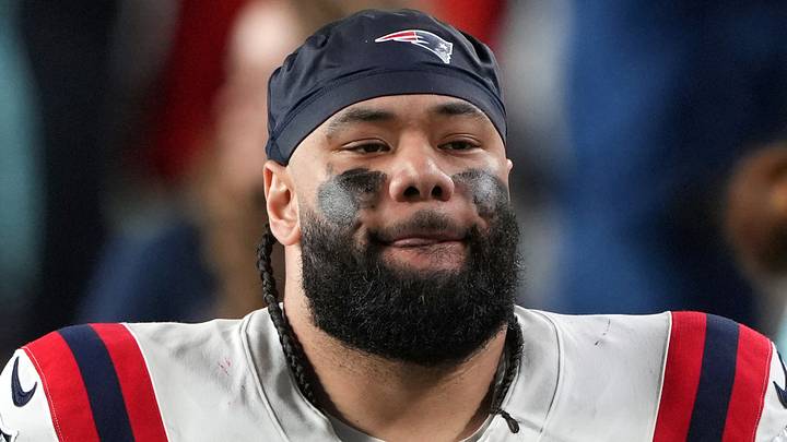 Feb 8, 2026; Santa Clara, CA, USA; New England Patriots defensive tackle Khyiris Tonga (95) after the game against the Seattle Seahawks in Super Bowl LX at Levi's Stadium. Mandatory Credit: Darren Yamashita-Imagn Images