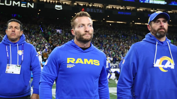 Jan 25, 2026; Seattle, WA, USA; Los Angeles Rams head coach Sean McVay walks on field after the 2026 NFC Championship Game against the Seattle Seahawks at Lumen Field. Mandatory Credit: Kevin Ng-Imagn Images