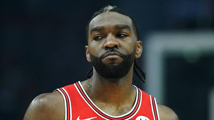 Nov 19, 2025; Portland, Oregon, USA; Chicago Bulls forward Patrick Williams (44) looks on  during the first half against the Portland Trail Blazers at Moda Center. Mandatory Credit: Soobum Im-Imagn Images