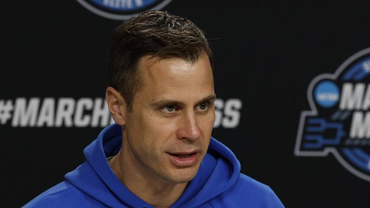 Mar 26, 2026; Washington, DC, USA; Duke Blue Devils head coach Jon Scheyer speaks with the media during a press conference ahead of the east regional of the men's 2026 NCAA Tournament at Capital One Arena. Mandatory Credit: Geoff Burke-Imagn Images Mar 26, 2026; Washington, DC, USA; Duke Blue Devils head coach Jon Scheyer speaks with the media during a press conference ahead of the east regional of the men's 2026 NCAA Tournament at Capital One Arena. Mandatory Credit: Geoff Burke-Imagn Images