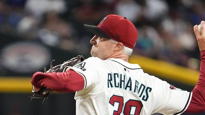 Arizona Diamondbacks pitcher Trevor Richards throws to the Houston Astros in the seventh inning at Chase Field in Phoenix on July 23, 2025.