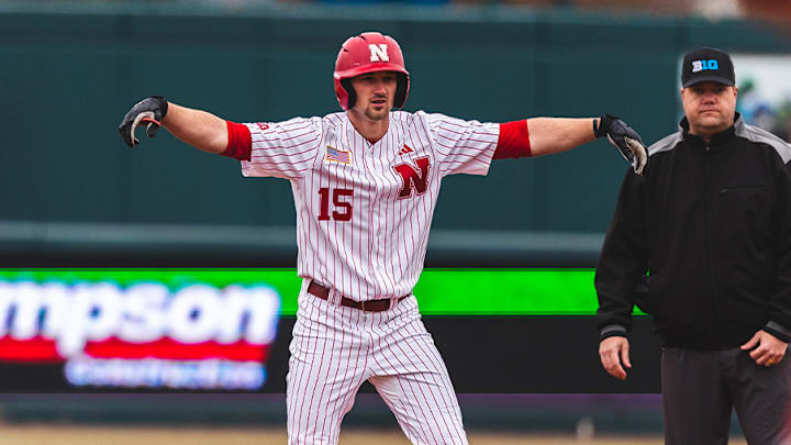 Nebraska shortstop Dylan Carey went 5-for-5 in the win over South Dakota State.