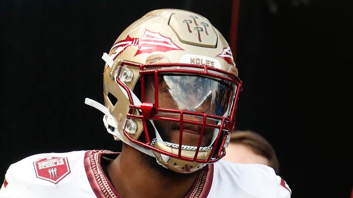 Nov 4, 2023; Pittsburgh, Pennsylvania, USA; Florida State Seminoles defensive lineman Jared Verse (5) takes the field against the Pittsburgh Panthers at Acrisure Stadium. Mandatory Credit: Charles LeClaire-Imagn Images Nov 4, 2023; Pittsburgh, Pennsylvania, USA; Florida State Seminoles defensive lineman Jared Verse (5) takes the field against the Pittsburgh Panthers at Acrisure Stadium. Mandatory Credit: Charles LeClaire-Imagn Images