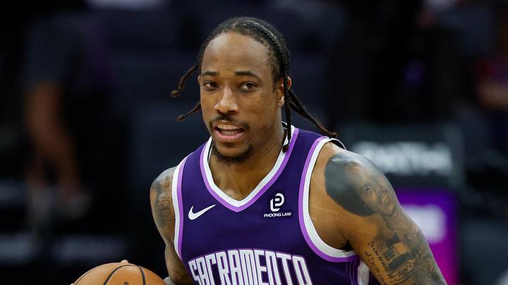 Mar 19, 2026; Sacramento, California, USA; Sacramento Kings guard DeMar DeRozan (10) dribbles up the court during the fourth quarter against the Philadelphia 76ers at Golden 1 Center. Mandatory Credit: Sergio Estrada-Imagn Images