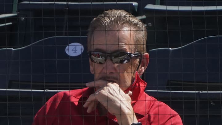 Mar 11, 2021; Tempe, Arizona, USA; Los Angeles Angels owner Arte Moreno watches game action during a spring training game against the San Francisco Giants at Tempe Diablo Stadium. Mandatory Credit: Rick Scuteri-Imagn Images Mar 11, 2021; Tempe, Arizona, USA; Los Angeles Angels owner Arte Moreno watches game action during a spring training game against the San Francisco Giants at Tempe Diablo Stadium. Mandatory Credit: Rick Scuteri-Imagn Images