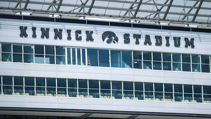New block lettering is pictured on the press box with a Tigerhawk logo as construction continues as updates are completed, Wednesday, July 17, 2019, at Kinnick Stadium in Iowa City.

190717 Kinnick 001 Jpg
