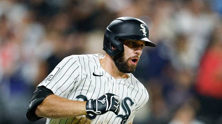 Chicago, Illinois, USA; Chicago White Sox center fielder Tristan Peters (29) runs after hitting a two-run double against the Cleveland Guardians during the sixth inning at Rate Field. Mandatory Credit: Kamil Krzaczynski-Imagn Images