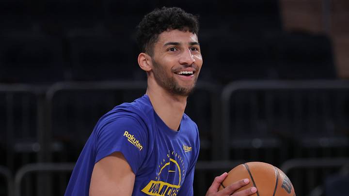 Mar 15, 2026; New York, New York, USA; Golden State Warriors forward Malevy Leons (33) warms up before a game against the New York Knicks at Madison Square Garden. Mandatory Credit: Brad Penner-Imagn Images