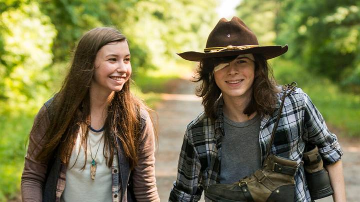 Katelyn Nacon as Enid, Chandler Riggs as Carl Grimes in The Walking Dead Season 7, Episode 5