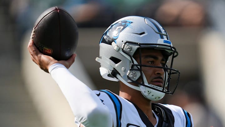 Carolina Panthers quarterback Bryce Young throws the ball during a game against the New York Jets.