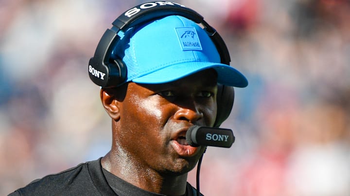 Carolina Panthers defensive coordinator Ejiro Evero Carolina Panthers defensive coordinator Ejiro Evero
