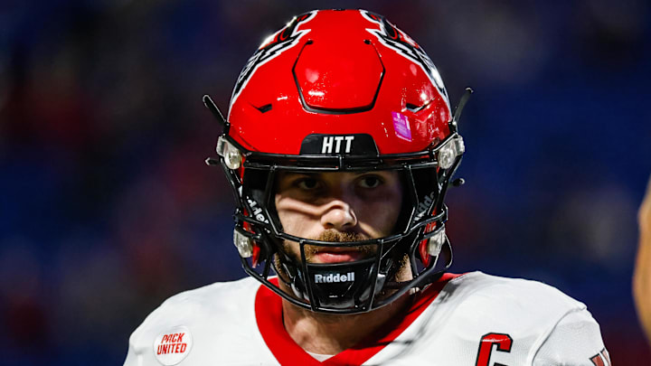 Oct 14, 2023; Durham, North Carolina, USA; North Carolina State Wolfpack linebacker Payton Wilson (11) looks on before the first half of the game against Duke Blue Devils at Wallace Wade Stadium. Mandatory Credit: Jaylynn Nash-Imagn Images