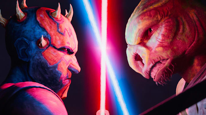(L-R): Maul and Master Eeko-Dio-Daki in Lucasfilm's STAR WARS: MAUL - SHADOW LORD, exclusively on Disney+.