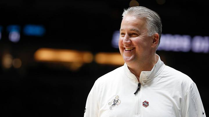 Purdue Boilermakers head coach Matt Painter smiles.